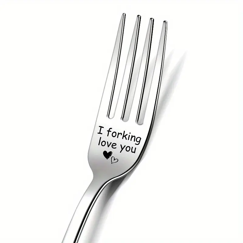 'i Forking Love You' Engraved Stainless Steel Fork, Mirror Polished, Dishwasher Safe, Ideal Romantic Gift for Anniversary, Valentine's Day, Birthday, Christmas