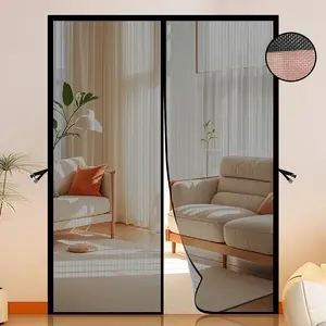 1 pc Magnetic Insect Screen Door with Automatic Closing, Heavy Duty Fiberglass with Buckle, Designed to Prevent Cat And Dog Scratches, Hands-Free Entry, Black Mosquito Net Curtain for Home, Yard, Bathroom, Easy Installation