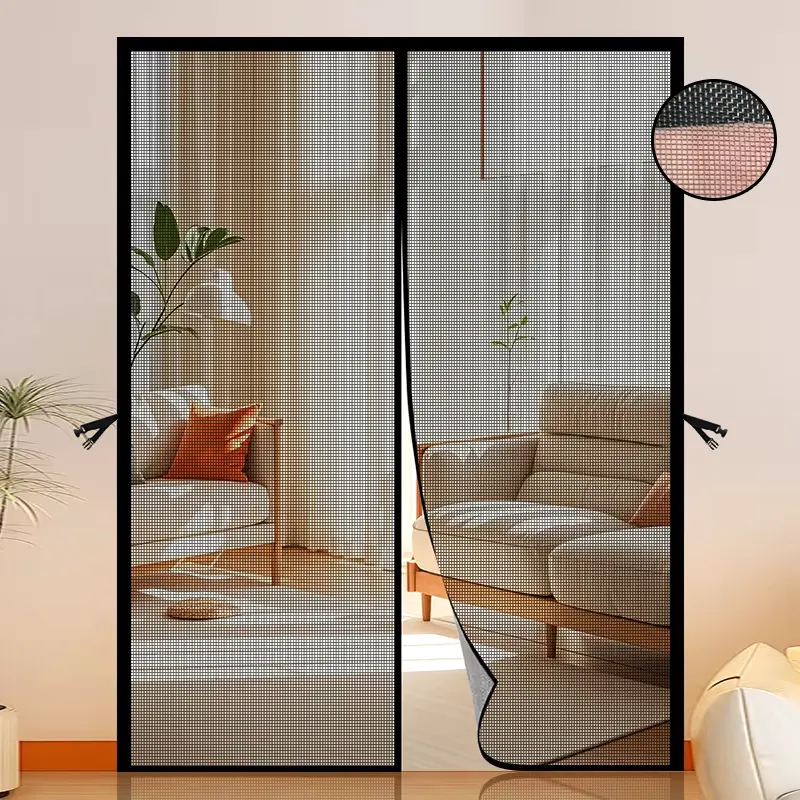 AIYYIPA 1PC Magnetic Insect Screen Door with Automatic Closing, Heavy Duty Fiberglass with Buckle, Designed to Prevent Cat And Dog Scratches, Hands-Free Entry, Black Mosquito Net Curtain for Home, Yard, Bathroom, Easy Installation