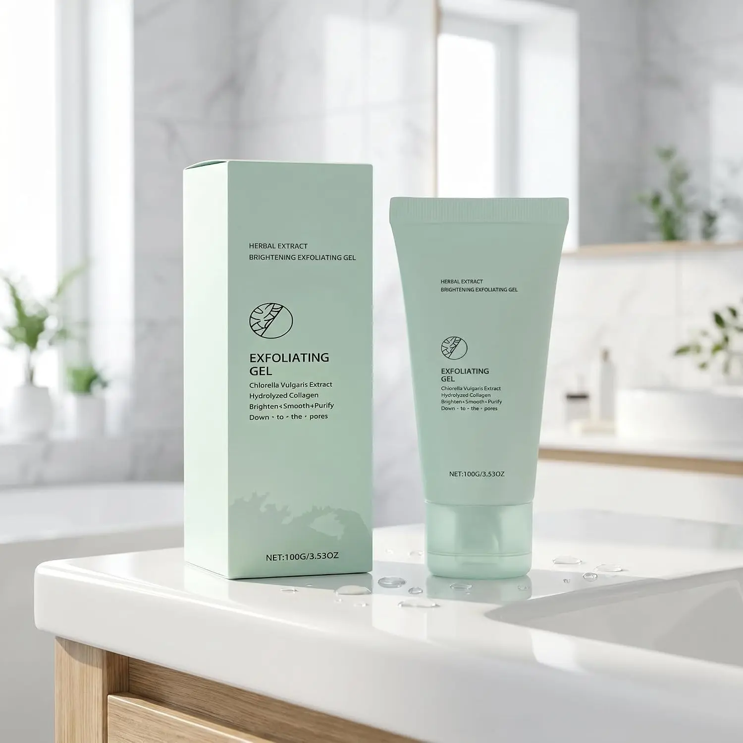 Gentle Herbal Exfoliating Gel, Hydrating Formula for Smoother Skin, Deep Cleansing Face And Body Exfoliating Scrub Gel For All Skin Types