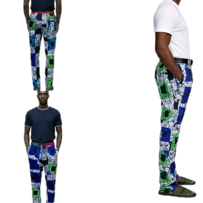 Men Ankara Green Trouser - Stylish African Print Pants for Men