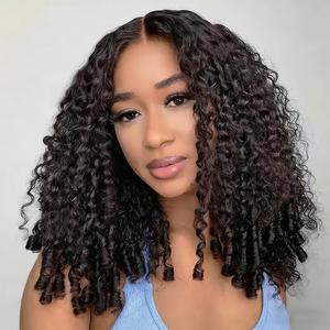Mscoco Human Hair V part Burmese Curly Wig With Spiral Curly Ends Flip Over