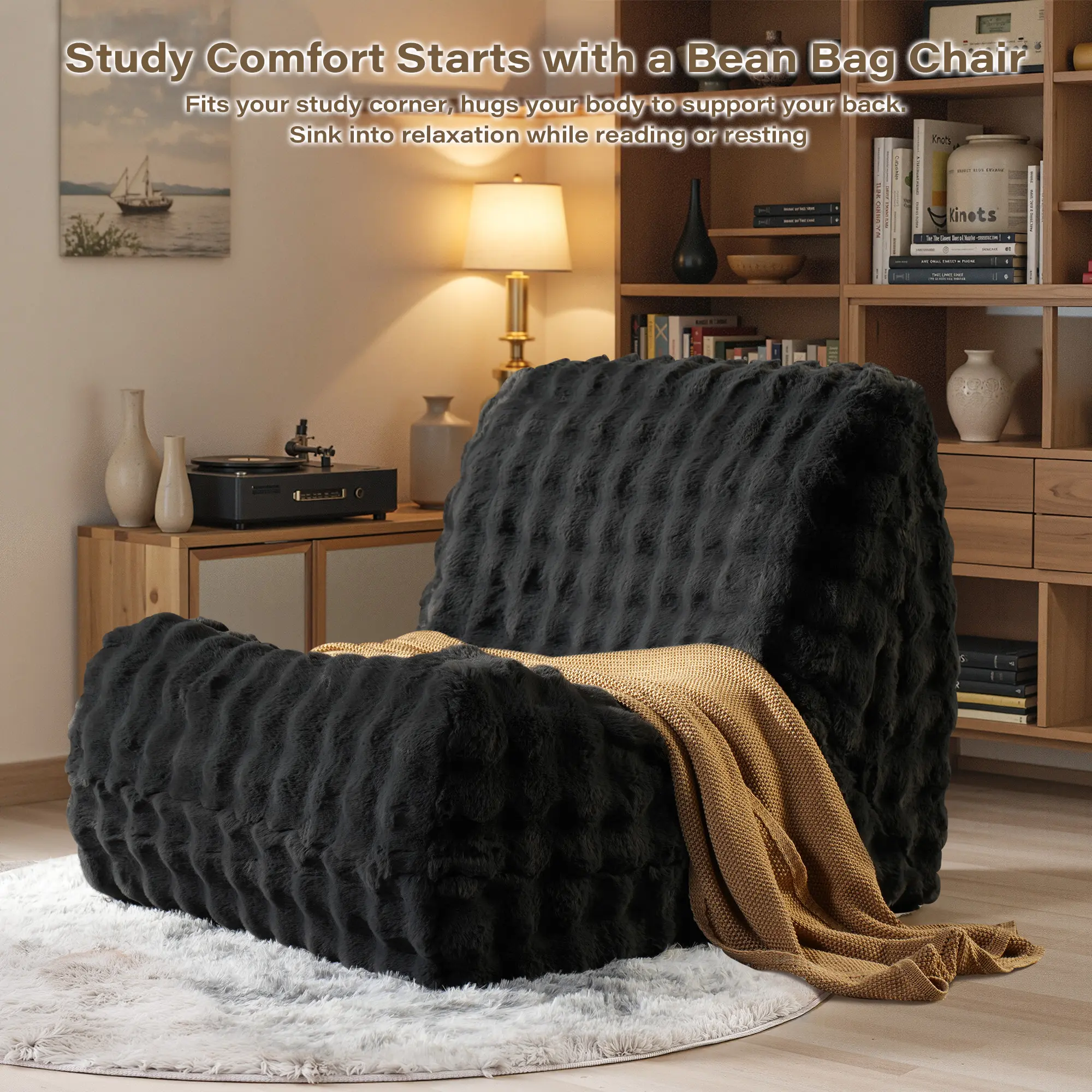 Dark Grey Fluffy Faux Fur