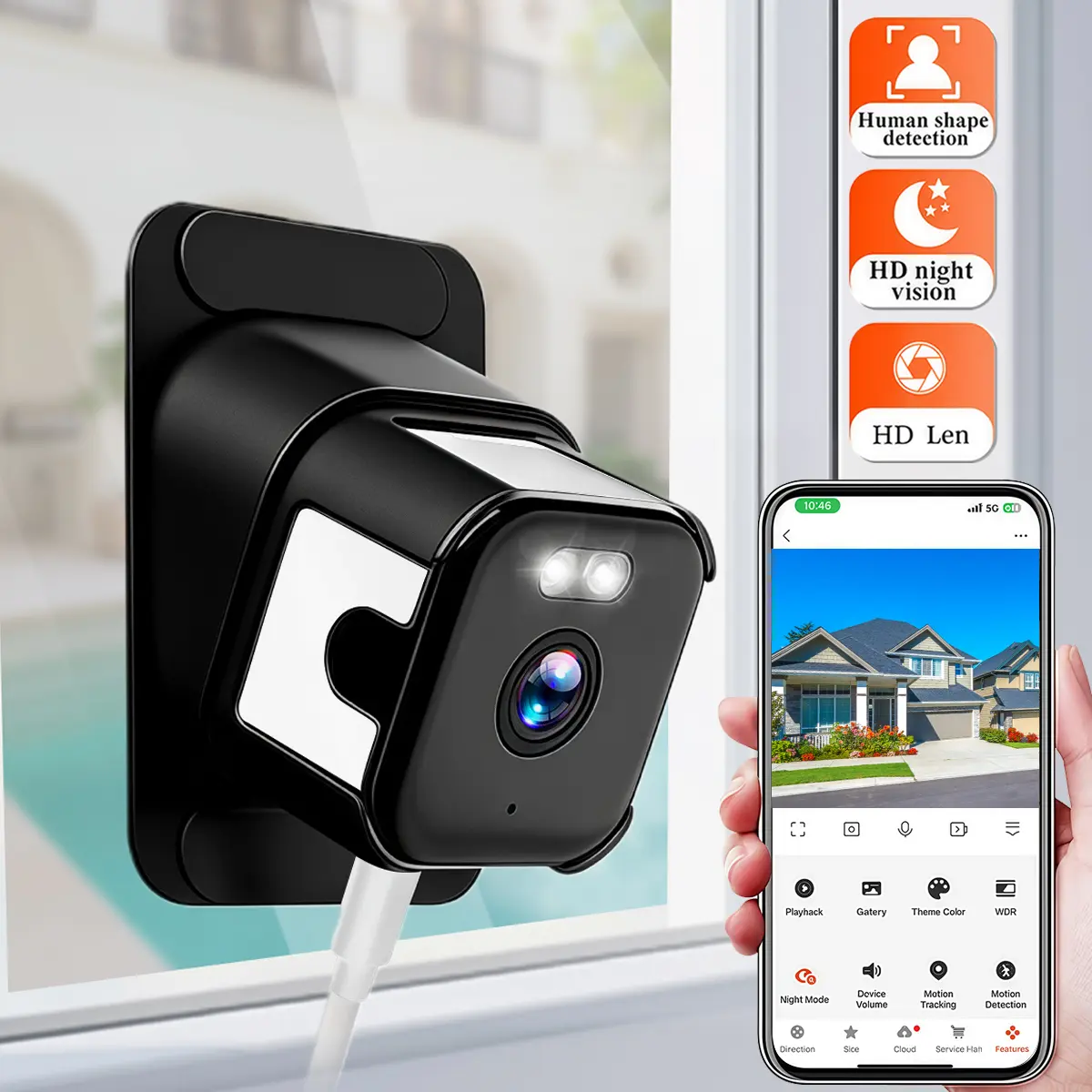 Indoor WiFi Smart Security Camera,Home Monitor with Color Night Vision, Two Way Talk, Motion Detection, Phone APP Remote View, TF Card and Cloud Storage, Ideal for Home Surveillance