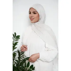 Textured Cotton Hijab - Greige