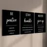 3-count wooden frame canvas, black and white minimalist inspirational short sentence three-piece decorative poster, high-end office poster, home decoration, family poster, modern wall art, Hanging Wall Art, Modern home decoration, Decoration Items