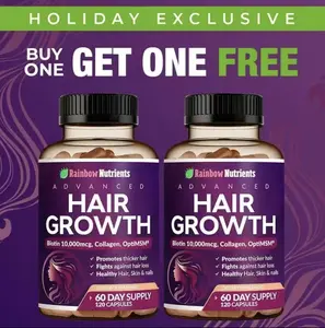 24-in-1 Advanced Hair Growth Vitamins - Biotin 10,000mcg, Collagen, Patented OptiMSM, goMCT, Saw Palmetto - Natural Regrowth for Stronger Hair, Skin, Nails, Stops Loss - 60-Day Supply