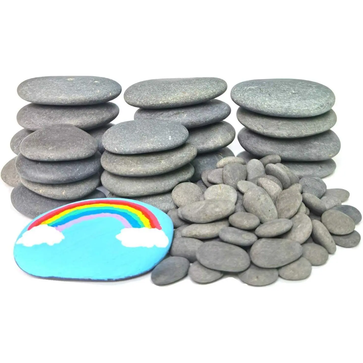 120PCS Painting Rocks, DIY Rocks Flat & Smooth Kindness Rocks Medium/Small/Tiny Rocks