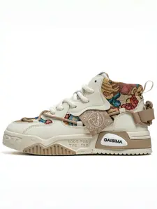 Men's Fashionable Patchwork Design Lace Up Sneakers, Casual Breathable Comfortable Sports Running Shoes, Male All-match Round Toe Shoes for Daily Wear