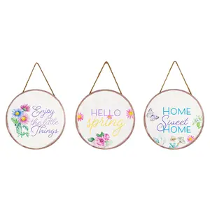 Northlight Floral Hanging Wall Signs - 9.75" -Set of 3