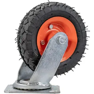 Front Caster Wheel with Fork & Axle - For Hoverboard Go Kart Kits - Shockproof Anti-Mark Tire (Gray) with Alloy Mounting - Hover 1 Tires (6" Wheel)