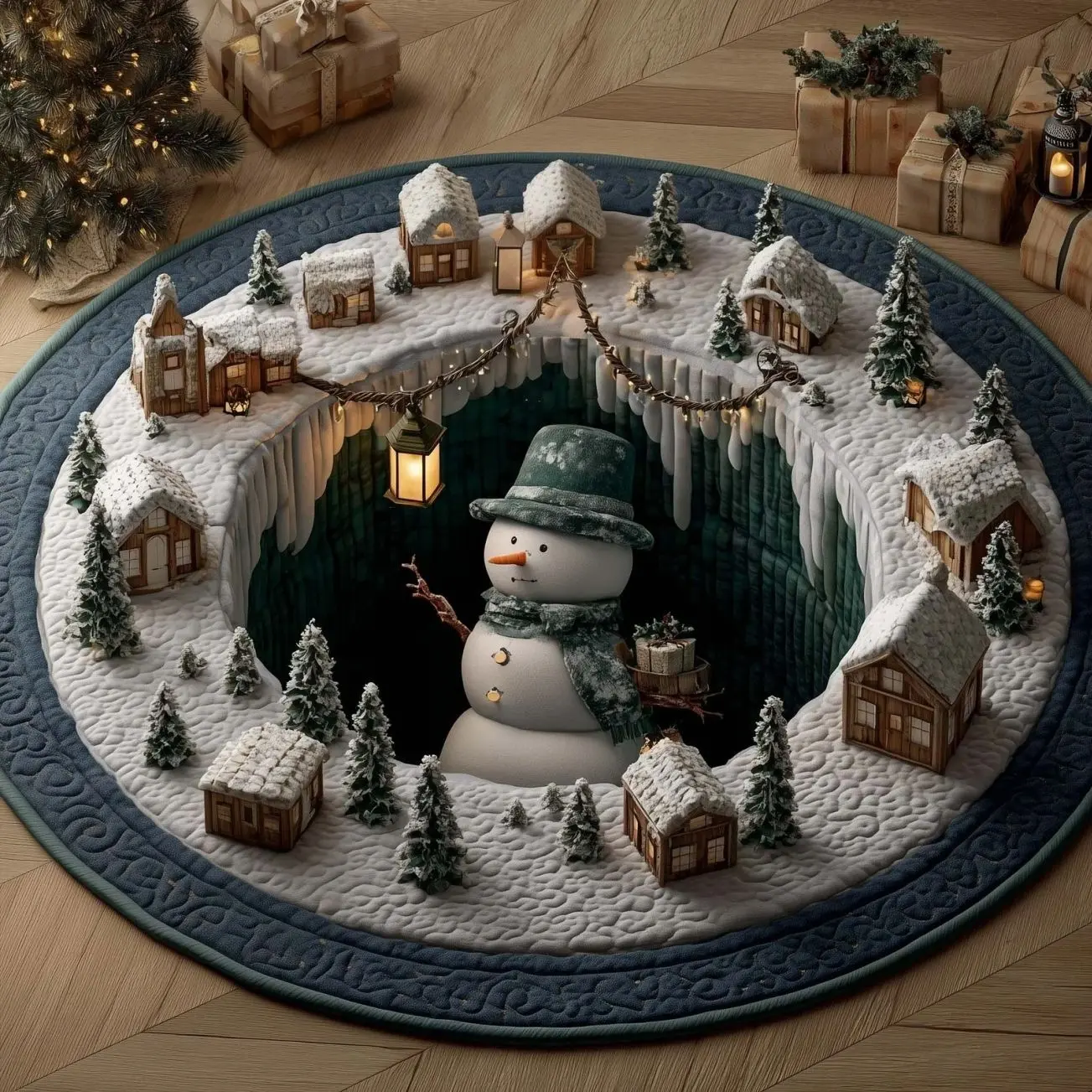 Snowman Lane Round Mat Rug - Nature Design | Serene Home Decor (Design 7)