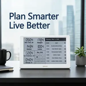 Kylendar V2 Smart E-Paper world clock Displays: Blue Light-Free Screen, Eye-Friendly & Strain-Free Viewing, Schedule Planner, Electronic Calendar, Multifunctional Organizer—Smart Living, Tech-Enhanced Lifestyle. office desk supply
