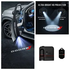4PCS Dodge Logo Car Door Welcome Light, Projection & Atmosphere Lamp, Led Car Ambient Light, No-Drill Stick-On Easy Installation, Fit for Dodge Models