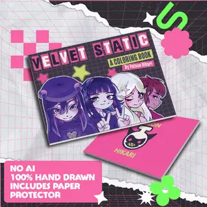 Velvet Static Coloring Book Vol. 1 by Poison Hikari - Thick Cardstock Paper - Hand Draw - Includes Paper Protector