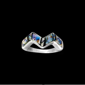 Zigzag Navajo Ring, Spider Web Opal, Size 6.75, Native American, Geometric Band