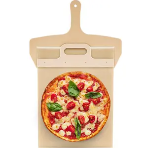 Premium Sliding Pizza Peel | Non-Stick Pizza Spatula Paddle with Wooden Handle | Smart Pizza Slider for Indoor & Outdoor Ovens | Large 22" x 15" Pizza Board-Super Magic Pizza Peel Kitchen Pasta Utensils Wooden Oven