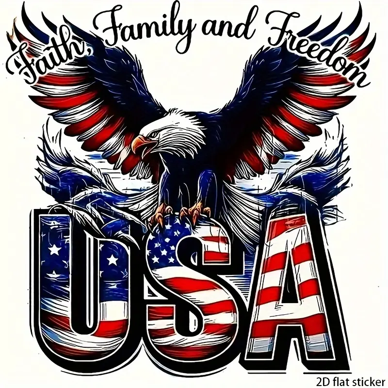 1PC American Patriotic Passion-Style Sticker For Cars, Universal Car Sticker, Bald Eagle Flag-Print USA Slogan Decor With Bright Painted Texture, Car Decal, Automotive Decals, Automobile Decals, Vehicle Decoration