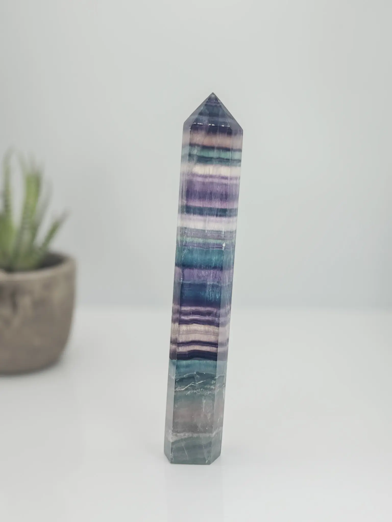 Handcrafted Fluorite Tower with Stunning Green & Purple Hues - Perfect for Healing, Decor, and Energy Balancing - Natural Fluorite Crystal Tower Elevate your space with mesmerizing green and purple hues