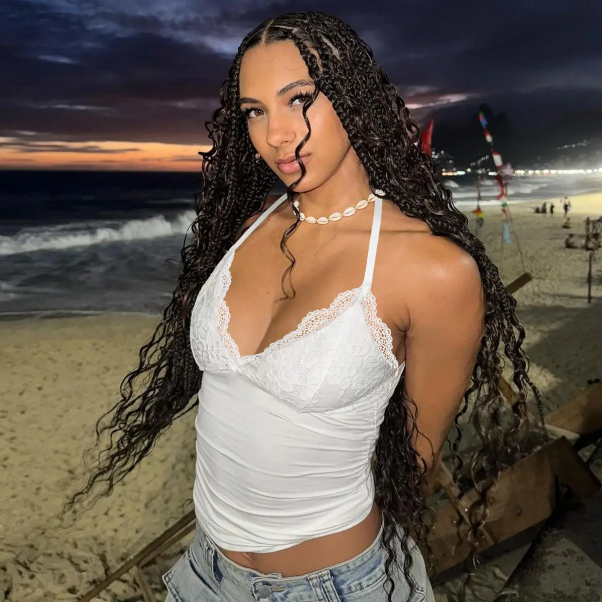 Solid Lace Halter Tie Back V Neck Cami Top for Women's Casual Elegant Bodycon Summer Vacation to Beach Party Club Dating Outfit Crop Tops summerwins