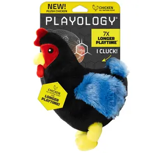 Playology Chicken Scented Hen Plush Dog Toy, Medium
