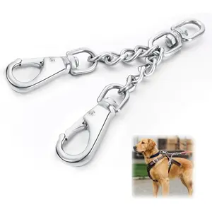 DEYACE Leash Backup with Dual Clasps Prong Collar Safety Clip Stainless Steel Dog Safety Clip Collars and No Pull Harness Connectors