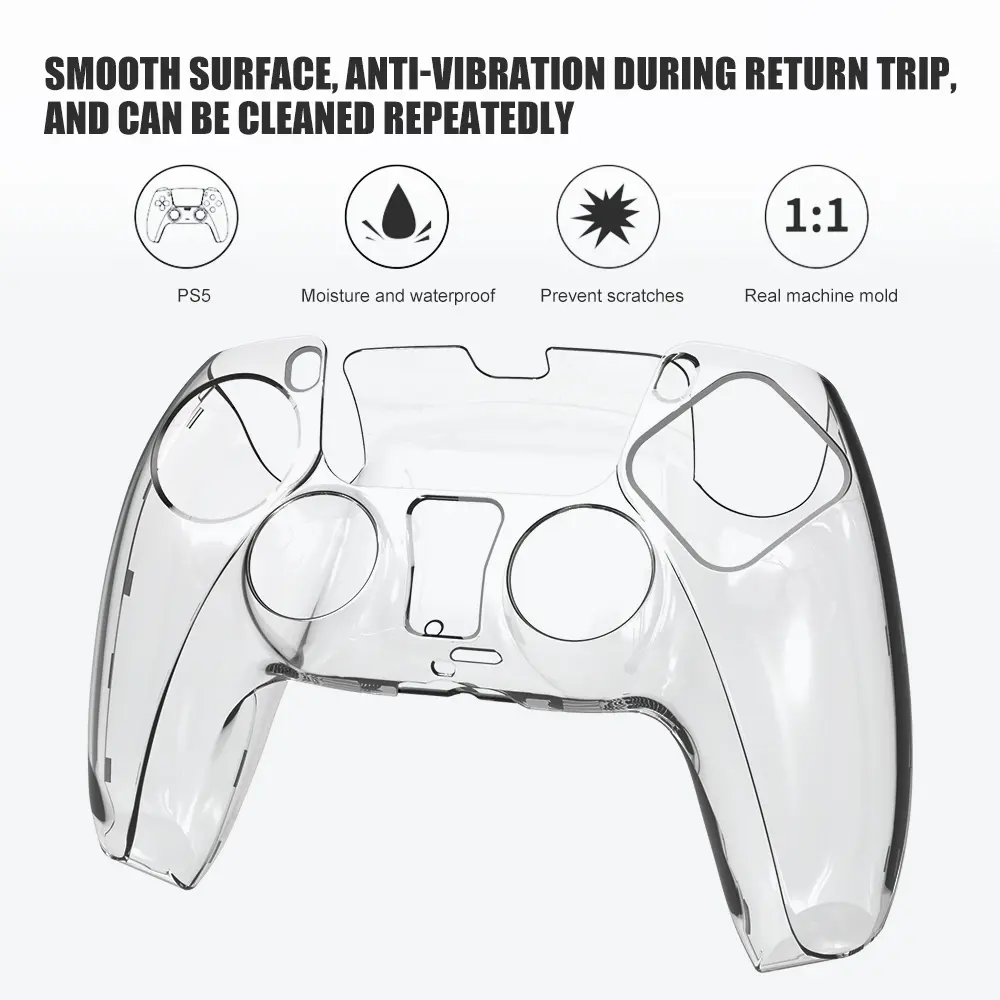 Clear crystal case for PS5 grips, full coverage protective case