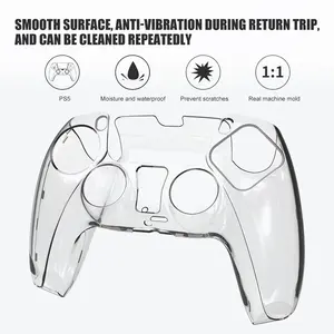 Clear crystal case for PS5 grips, full coverage protective case.