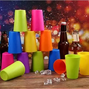6pcs Colorful Non-Disposable Plastic Drink Cups, Stackable Party Game Cups, Random Colors, No Lid, Ideal for Parties and Events