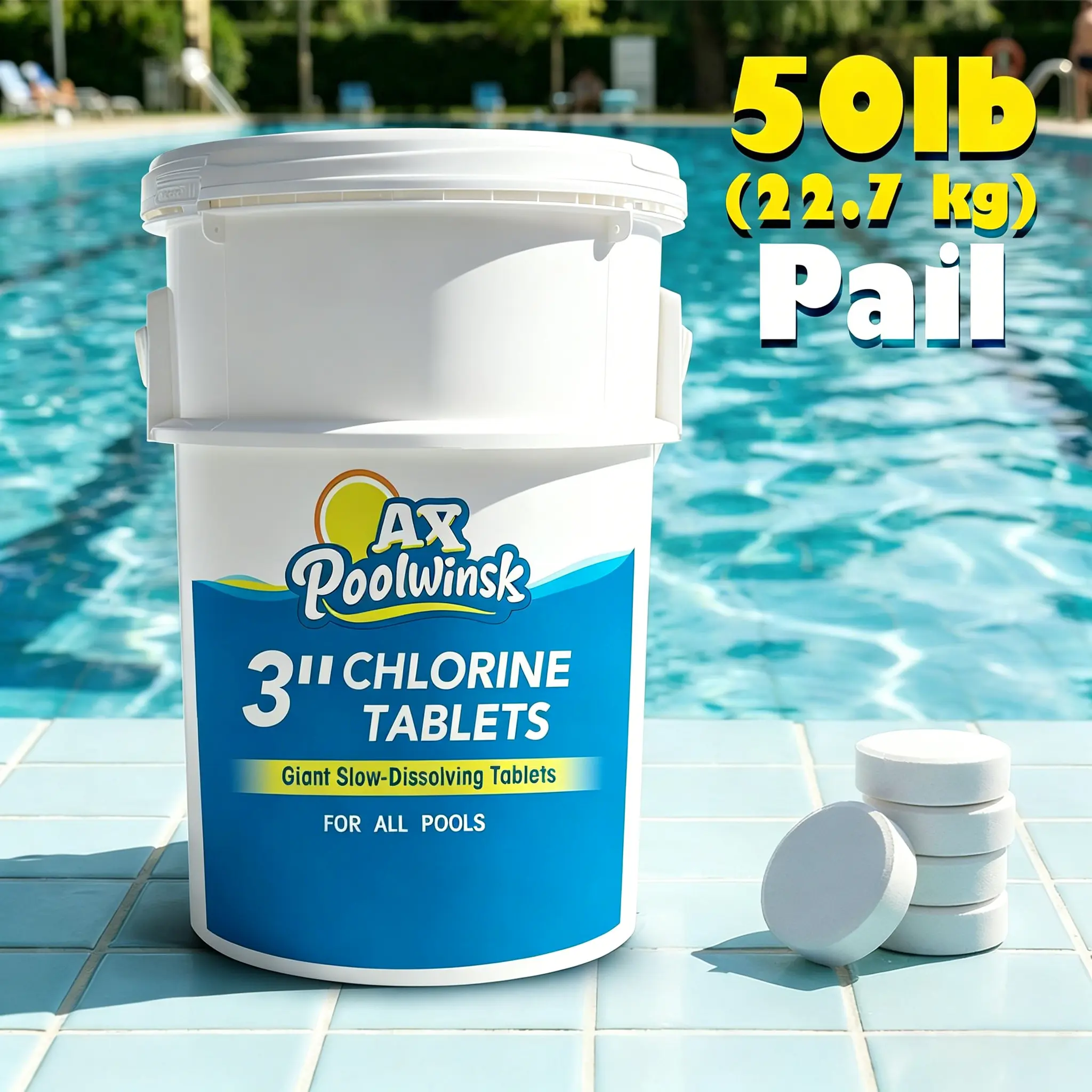 AX Poolwinsk Swimming Pool 3 Inch Effervescent Tablets, 50LB for Pool Use AX Poolwinsk Swimming Pool 3 Inch Effervescent Tablets, 50LB for Pool Use