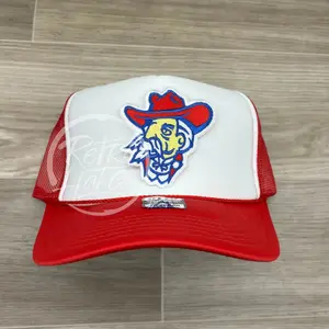 Retro Ole Miss Colonel Reb on Red/White Meshback Trucker Hat