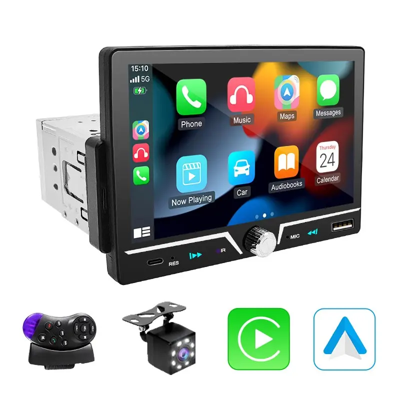 7 Inch Carplay Car Display, Car Video Player, Supports Carplay & Android Auto, Bluetooth-compatible 5.0, USB, TF, Aux, Fm, Fits 1 Din Radio, 12V Voltage
