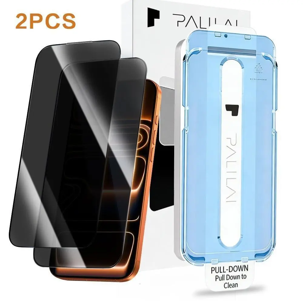 2-Pack Privacy Screen Protector for iPhone 17/16/15/14/13 Pro Max/Plus/Air/E - Full Coverage Anti-Spy Tempered Glass, 9H Hardness, Bubble-Free Installation
