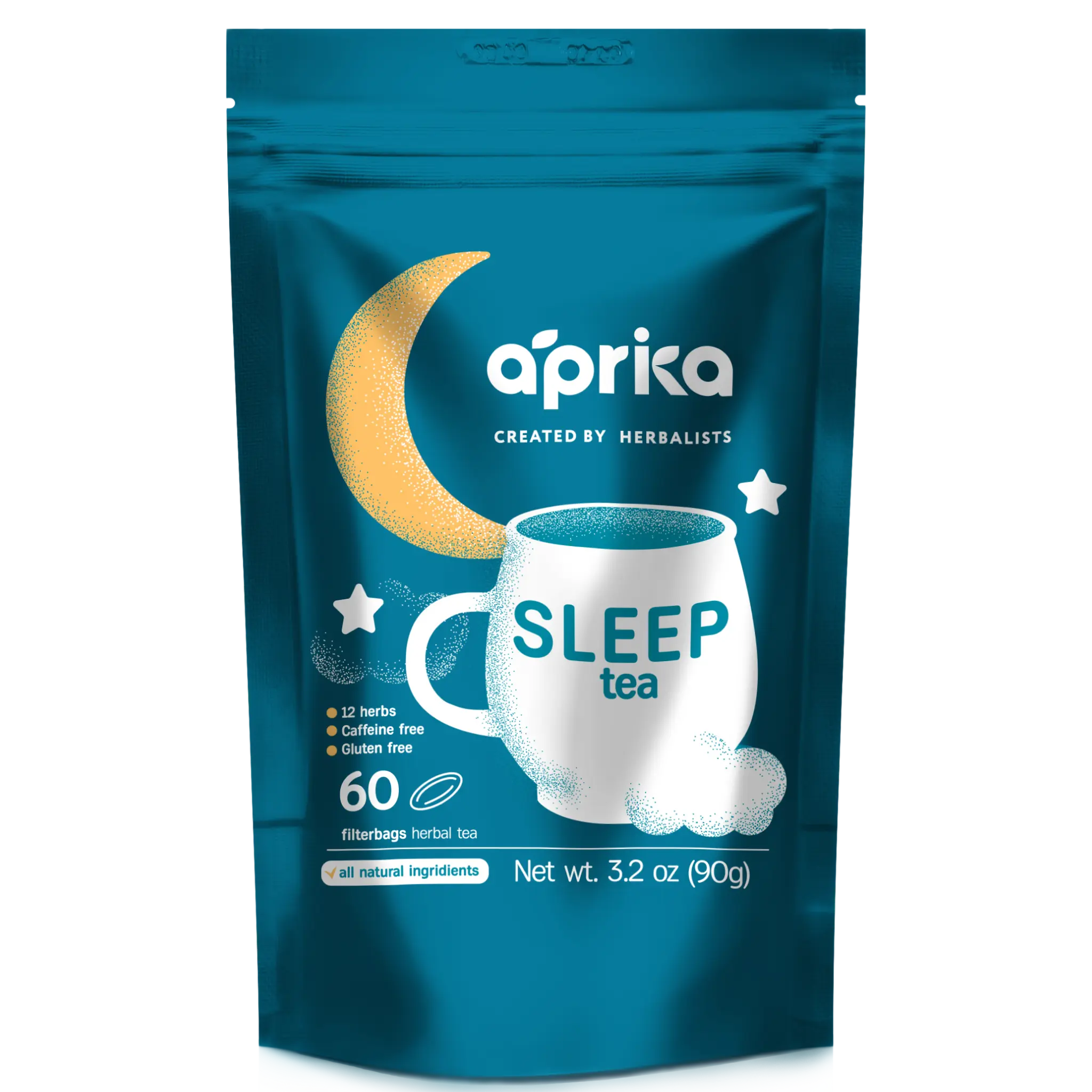 Aprika Life Herbal Sleep Tea with 12 Natural Herbs, Caffeine-Free & Gluten-Free, 60 Tea Bags for Relaxation & Stress Relief, Wellness Beverage