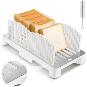 Bread Slicer for Homemade Bread; Sourdough Slicing Guide with Stainless Base.Foldable&No Remain&Easy; Loaf&Bagel Guide for Even 0.4'-1.2' Slices