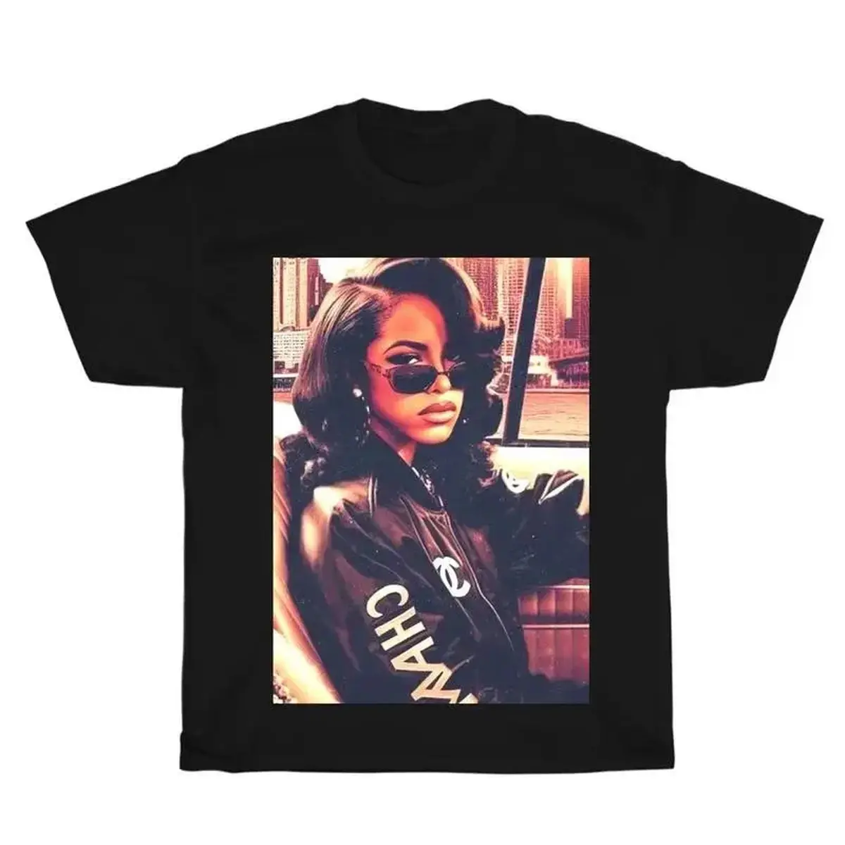 Aaliyah Vintage 90s R&B Hip Hop Portrait Graphic T-Shirt, Music Legend Heavyweight Cotton Tee
