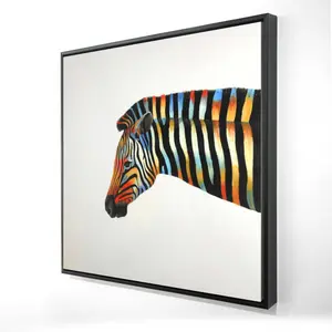 360 Stand 36x36 in. Colorful Burst Zebra Stripes Framed Print Wall Art, Contemporary Artistic Decor, Ideal Home Supplies Gift for Wall Decoration, Artwork