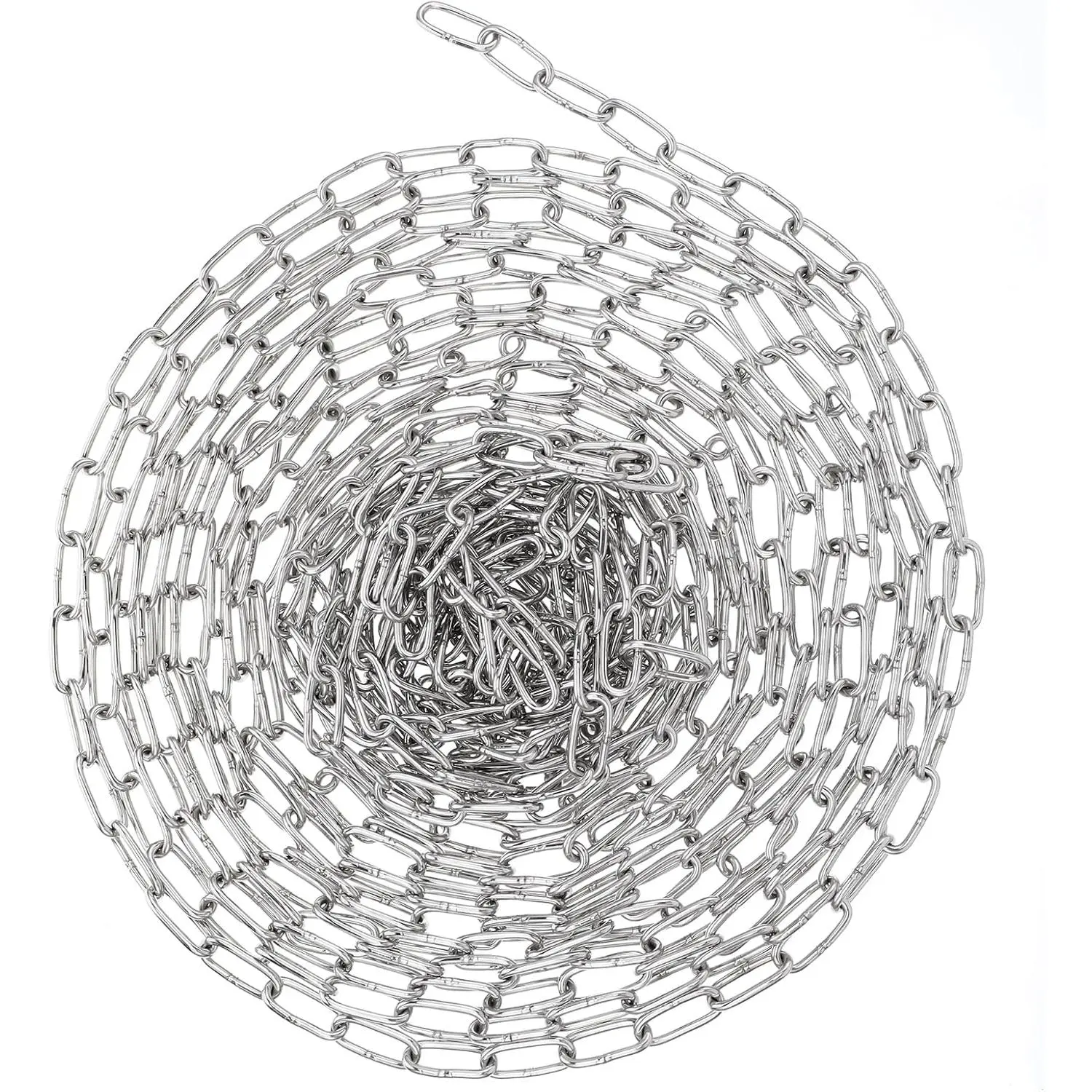 12 M (39.4 ft) Stainless Steel Chain for Hanging Lights - Heavy Duty Decorative Chain, 3 mm Thick Metal Hanging Chains for Plants, Chandeliers, Lamps & More (1.18" x 0.51" Links, 201 Grade)