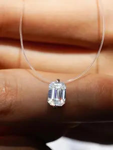 925 Silver Moissanite Necklace, 1 Carat Classic Casual Fashion, High-Quality Invisible Fishline, Perfect for Daily Wear and Weddings