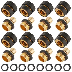 Quick Connect Hose Fittings for Garden Hose Quick Connector with Gasket, 3/4 Inch Male and Female Attachment Quick Release Water Hose Adapter aluminum