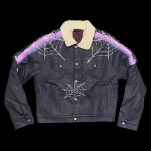 Sp5der Denim Trucker Sherpa Jacket