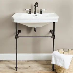 Console Lavatory Sink - 8 Inch Faucet Drillings