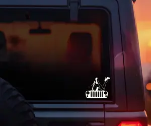 Jeep Grill Decal - Girl in Heels Design 4x4.5 Inches High-Quality Permanent Vinyl Decal for Jeep Styling