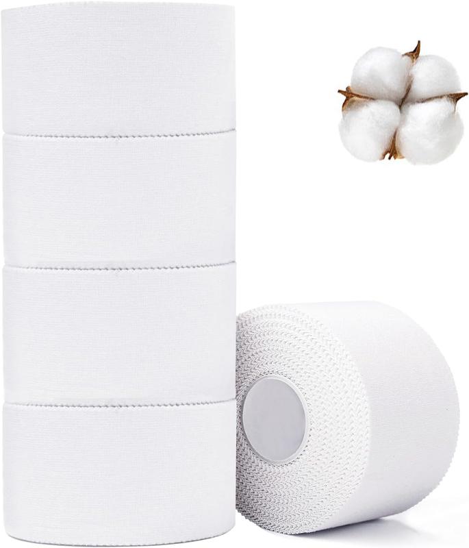 Athletic Tape,5 Pack White Sports Tape,Very Strong No Sticky Residue Wrist Ankle Tape for Gymnastics Boxing Lacrosse Climbing Hockey Bat