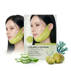 Cooling V-Shaped Facial Uplifting and Hydrating Mask, Tightening and Lifting Belt for Double Chin to Refine Jawline Contour, Anti-Edema Patch for Jawline Uplifting