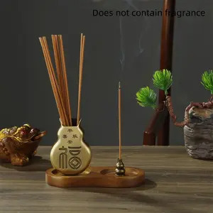 Gourd Shaped Incense Burner, Vintage Incense Holder with Wooden Ash Collector, Desktop Decorative Incense Burner for Home Office, Scent