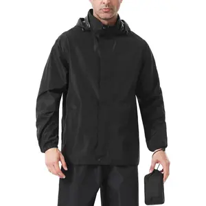 Men's Rain Jacket Lightweight Waterproof Packable Rain Shell Jacket Raincoat with Hood Windbreaker for Cycling, Golf