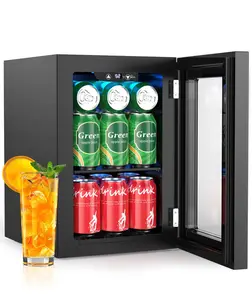R.W.FLAME 18L Beverage Refrigerator Cooler 24Can, Mini Fridge with Quiet Compressor, LED Light,Freestanding Small Fridge with Electronic Temperature Control for Home and Bar(40-61 ℉)