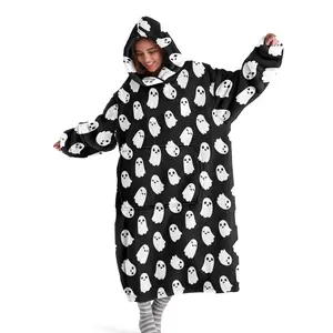 hoodie blanket, Wearable Blanket, Halloween Ghost Hooded Blanket, Wearable Soft Plush Throw, Fluffy Blanket, Cozy Sofa Cover, Home Leisure Blanket, Air Conditioning Blanket, Holiday Gift, Christmas Gift, Valentine's Day gift