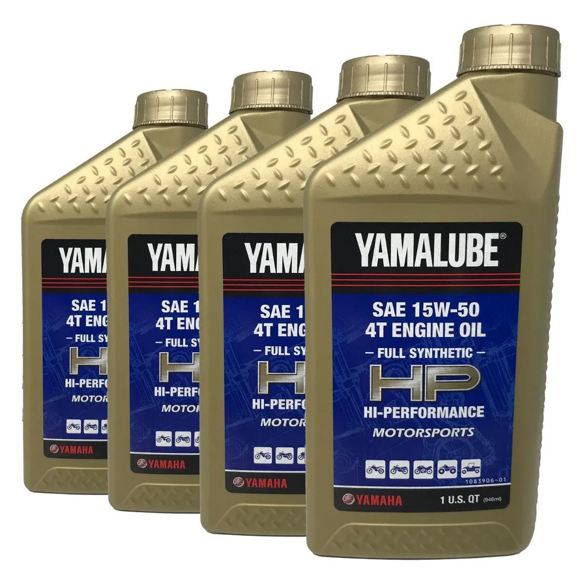 Yamaha Genuine OEM Yamalube Full Synthetic 15W-50 Oil LUB-15W50-FS-12 - 4 Pack